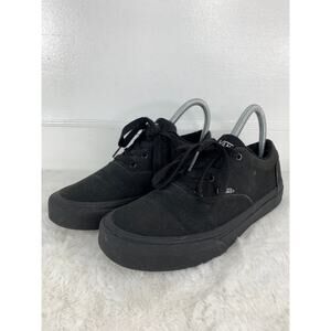 Vans Off The Wall Black Low Lace-Up Canvas Sneakers Youth Size 4